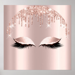 Rose Blush Glitzer Tropfen Eyelashes Makeuty Poster