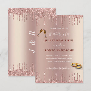 Rose Blush Glitzer Tropfen Moderne Hochzeitseinlad
