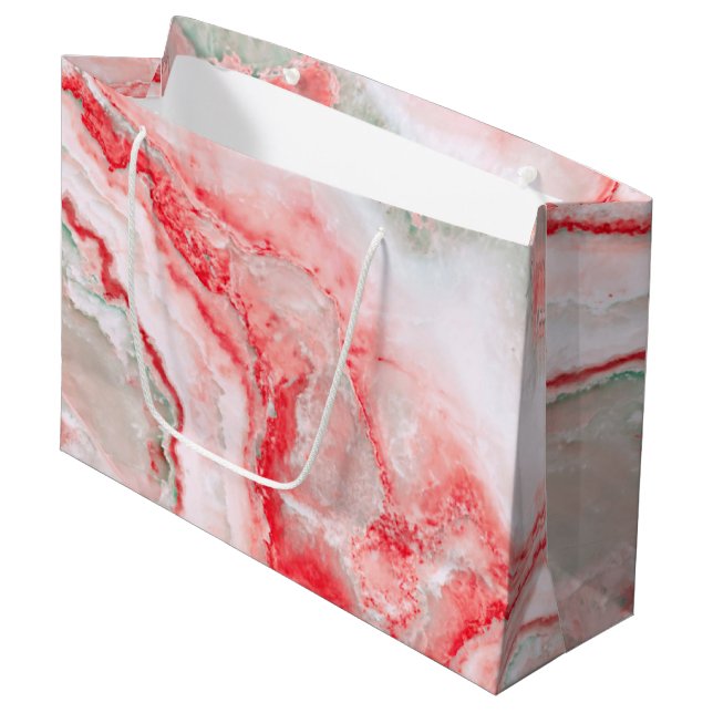 Rose Blush Luxus Edelstein Marmor Große Geschenktüte (Vorderseite Schrägansicht)