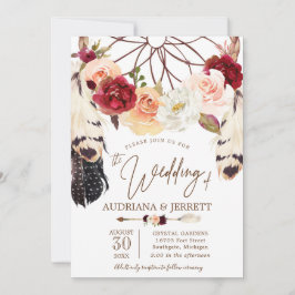 Rose Blush & Peach Dreamcatcher Boho Wedding Einladung
