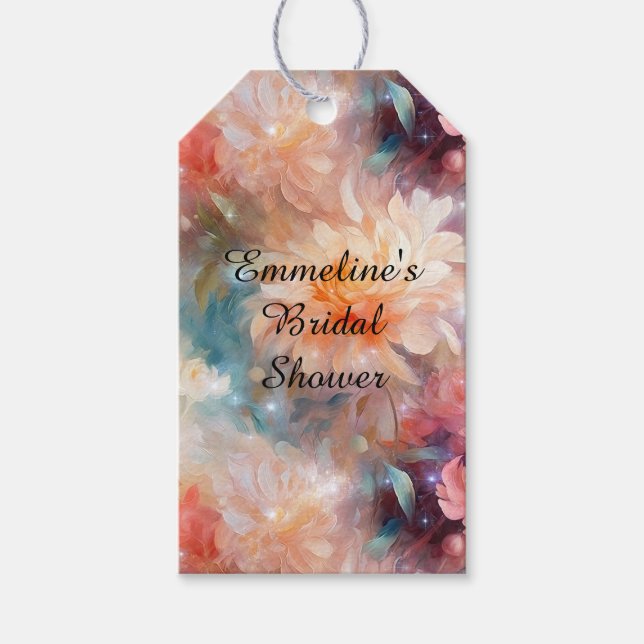 Rose Blush Peach Orange Bloral Geschenkanhänger (Vorderseite)