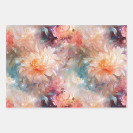 Rose Blush Peach Orange Bloral Geschenkpapier Set