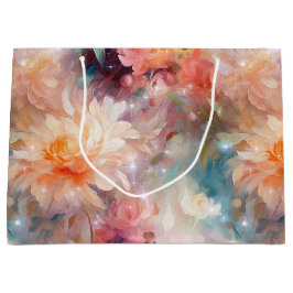 Rose Blush Peach Orange Bloral Große Geschenktüte