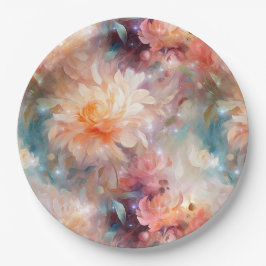 Rose Blush Peach Orange Bloral Pappteller