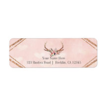 Rose Blush Pink Blumentauber Antlers Boho Chic