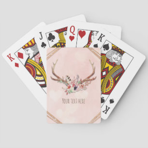 Rose Blush Pink Blumentauber Antlers Boho Chic Spielkarten