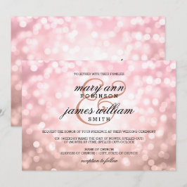 Rose Blush Pink Bokeh Lights Sommerhochzeit Einladung