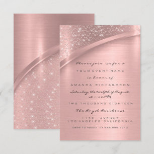 Rose Blush Pink Glitzer Brautparty Hochzeit Einladung