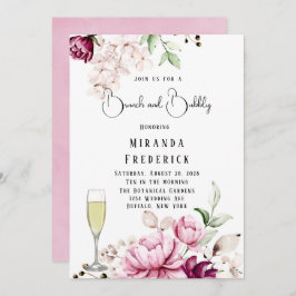 Rose & Blush Pink Paint Peony Brunch & Bubbly Einladung