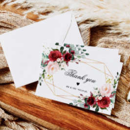 Rose Blush Pink und Burgund Dankeskarte