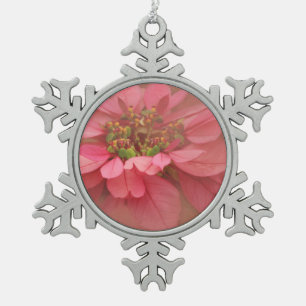 Rose Blush Poinsettias Digitale Kunst Schneeflocken Zinn-Ornament