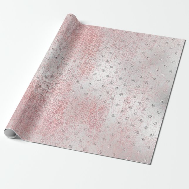 Rose Blush Silver Gray Gold Schönheit Rosa Punkte Geschenkpapier (Ungerollt)