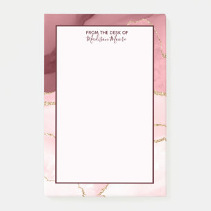 Rose Blush und Gold Glitzer Agate Post-it Klebezettel