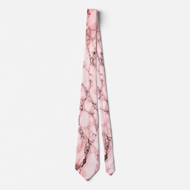 Rose Blush White Marble Stone Neck Tie Krawatte (Vorderseite)