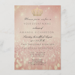Rose BlushGlitter Crown Royal Glitzer 16. Bridal Einladung