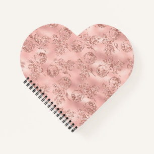 Rose Blütenblütenblütenblume Glitzer, Herz geformt Notizbuch