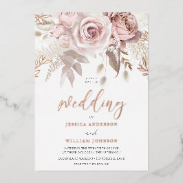 Rose Blütenblütenhochzeit mit Detailfolie Folieneinladung