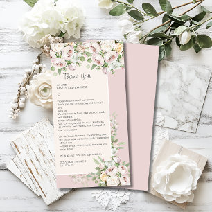 Rose Blütenfarbene Hochzeit Dankeskarte