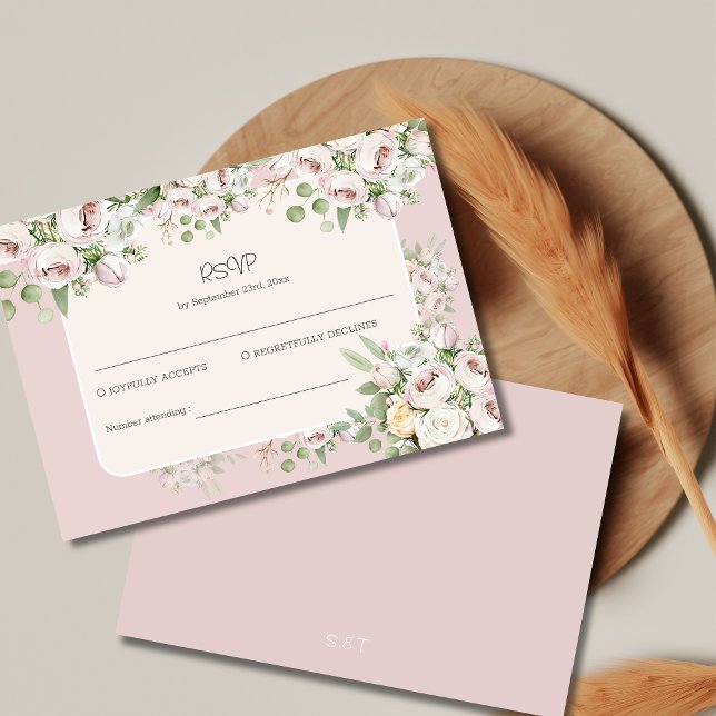 Rose Blütenfarbene Hochzeit RSVP Karte (Von Creator hochgeladen)