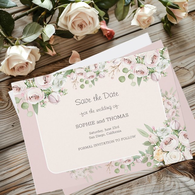 Rose Blütenfarbene Hochzeit Save The Date (Von Creator hochgeladen)