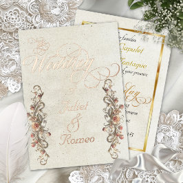 Rose-Bogenränder und Kalligrafie - Creme Folieneinladung