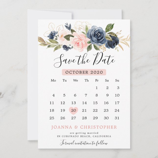 Rose Boho Calendar Rose Save The Date (Vorderseite)