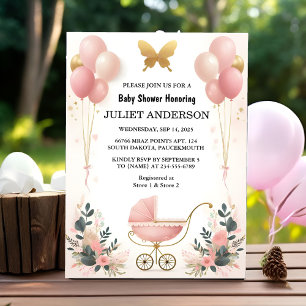 Rose Boho Gold Mama Chic Spring Baby Dusche Einladung