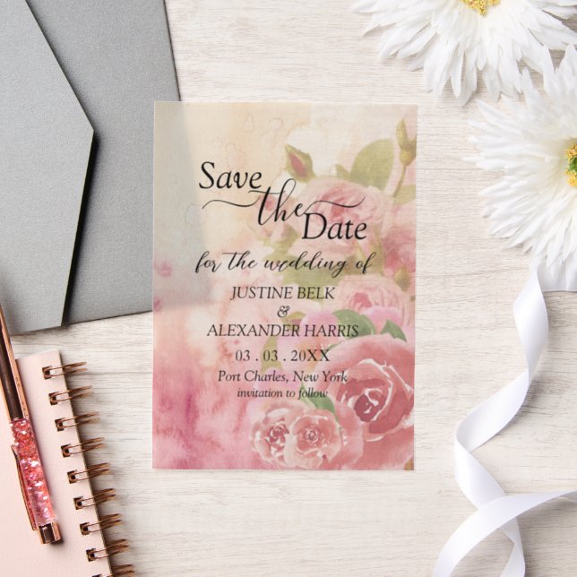 Rose Botanisch Save the Date rot (Hochzeit)