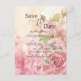 Rose Botanisch Save the Date rot Postkarte