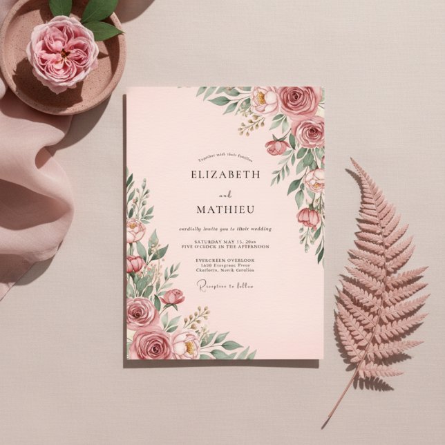 Rose Botanische Verzauberung Hochzeit Einladung (Von Creator hochgeladen)
