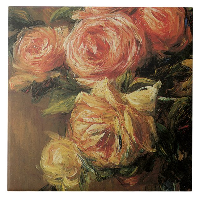  Rose Bouquet Blumenrosa Vintag Fliese (Vorderseite)