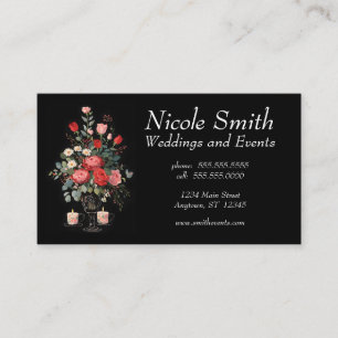 Rose Bouquet & Candles Hochzeitsplaner Events Visitenkarte