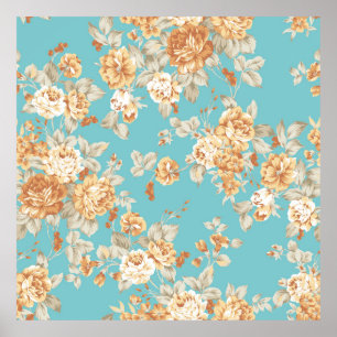 Rose Bouquet Design Nahtloses Muster mit weißer Ba Poster