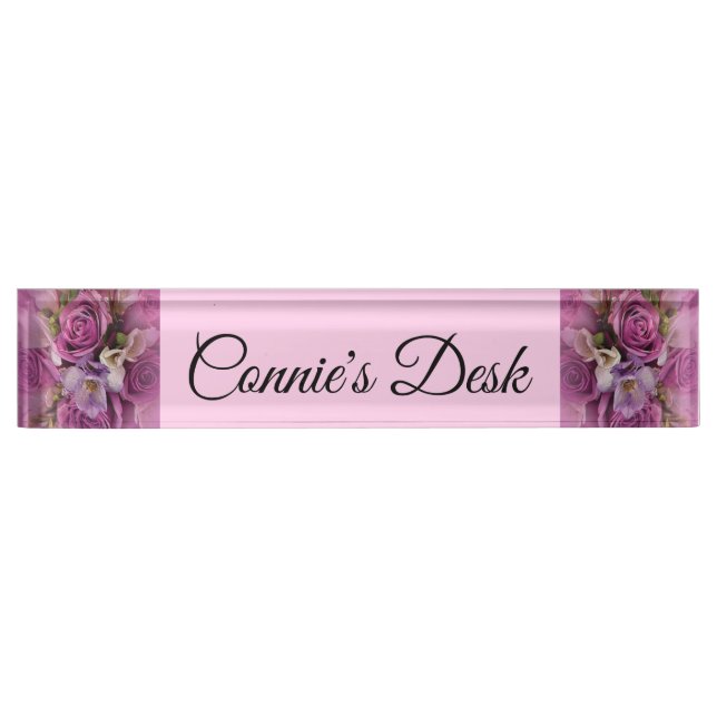 Rose Bouquet Desk Namplate Namensplakette (Vorderseite)