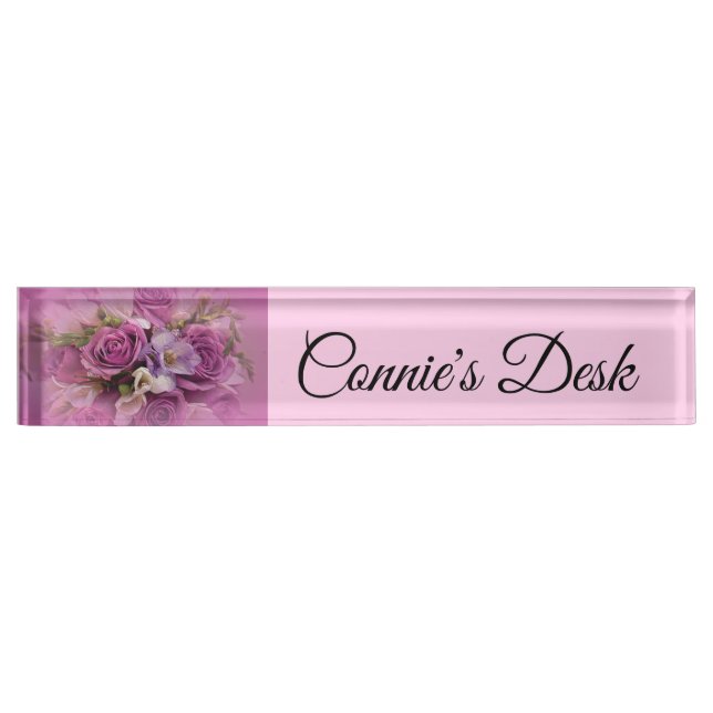 Rose Bouquet Desk Namplate Namensplakette (Vorderseite)