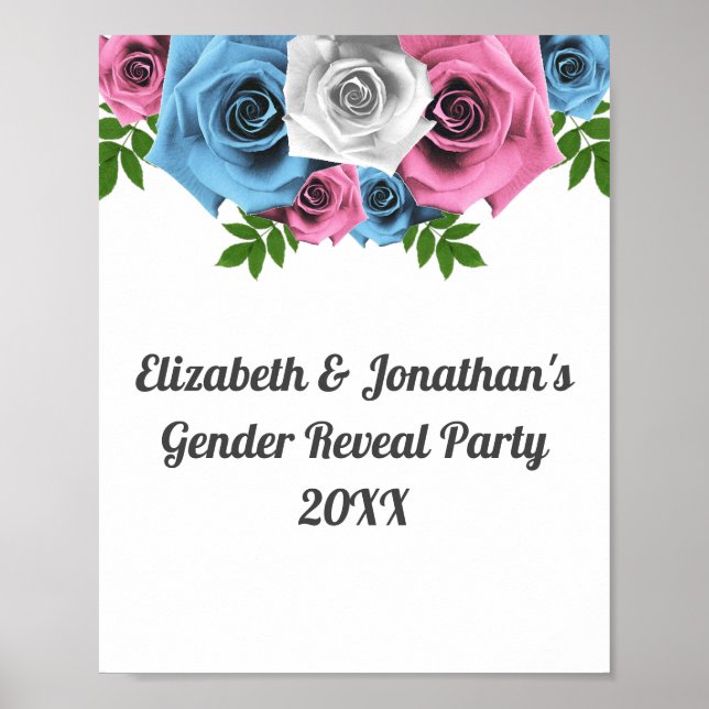 Rose Bouquet Gender Reveal Poster (Vorne)