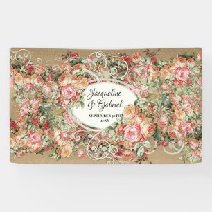Rose Bouquet Gold Vintages Brautparty Banner