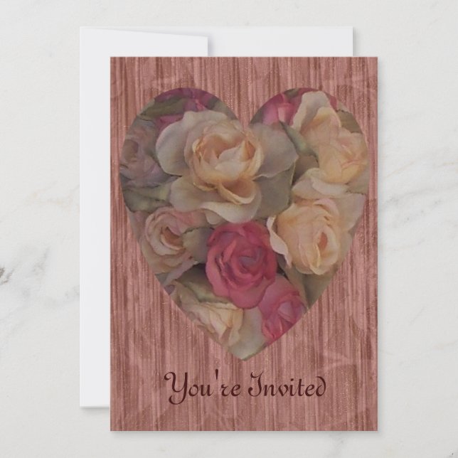 Rose Bouquet Herz Einladung (Vorderseite)