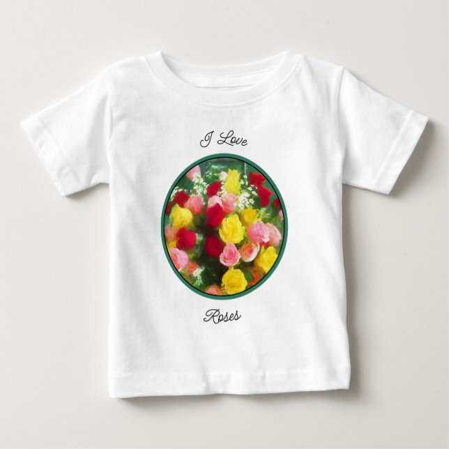 Rose Bouquet Malerei - Niedliche Original Blume Ku Baby T-shirt (Vorderseite)