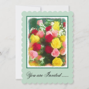Rose Bouquet Malerei - Niedliche Original Blume Ku Einladung