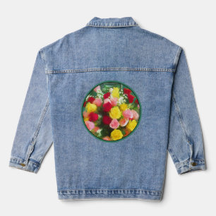 Rose Bouquet Malerei - Niedliche Original Blume Ku Jeansjacke