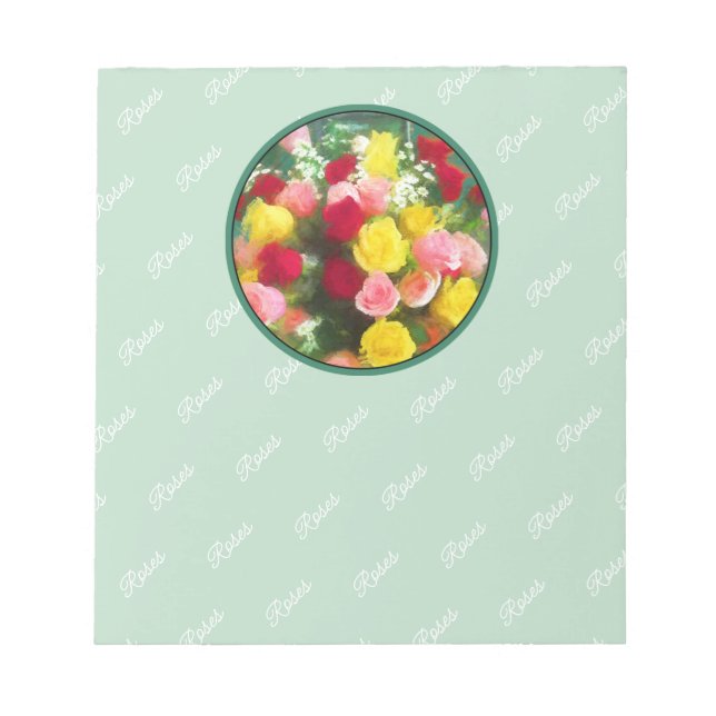 Rose Bouquet Malerei - Niedliche Original Blume Ku Notizblock (Vorderseite)