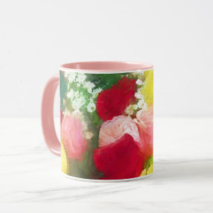 Rose Bouquet Malerei - Niedliche Original Blume Ku Tasse