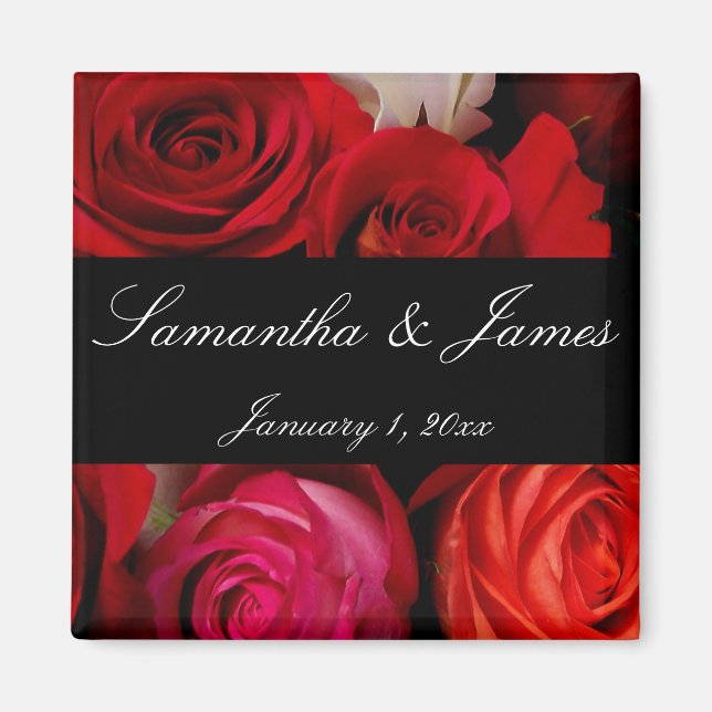 Rose Bouquet Personal Wedding Magnet (Vorne)