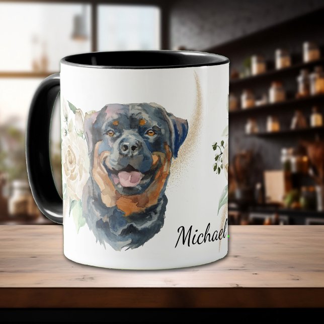Rose Bouquet Rottweiler Hund Tasse (Von Creator hochgeladen)