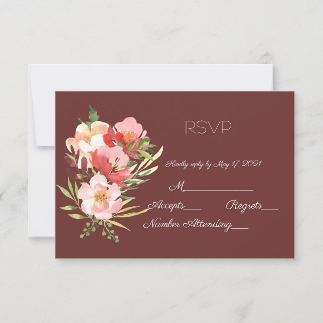 Rose Bouquet RSVP Karte (Vorderseite)
