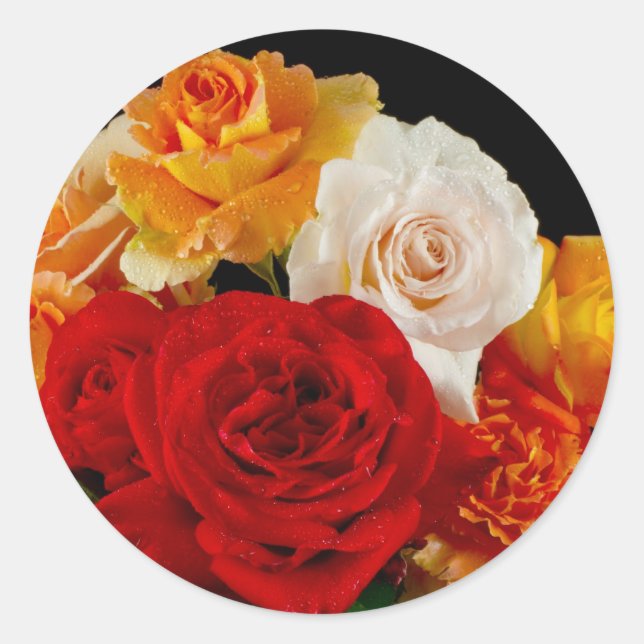 Rose Bouquet Runder Aufkleber (Vorderseite)