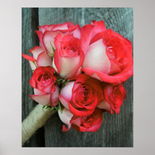 Rose Bouquet   Rustikales Holzplakat Poster