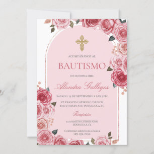 Rose-Bouquet-Taufe Einladung