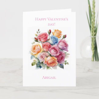 Rose Bouquet Valentine's Tageskarte für sie Feiertagskarte